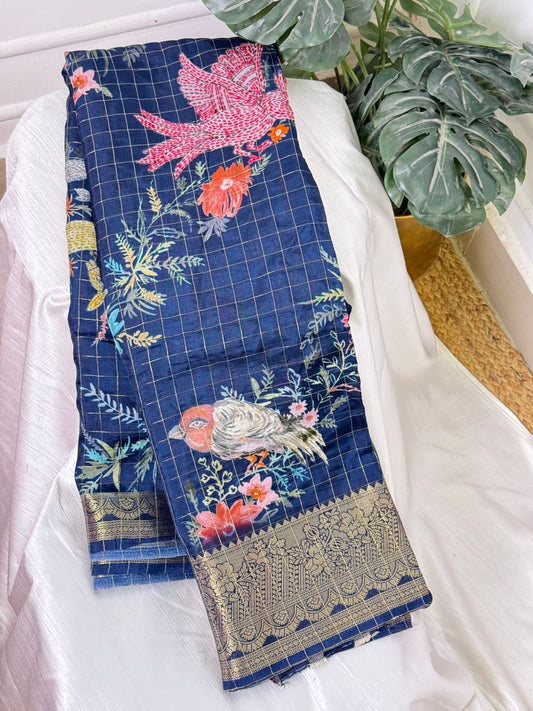 Dark Blue Designer Saree