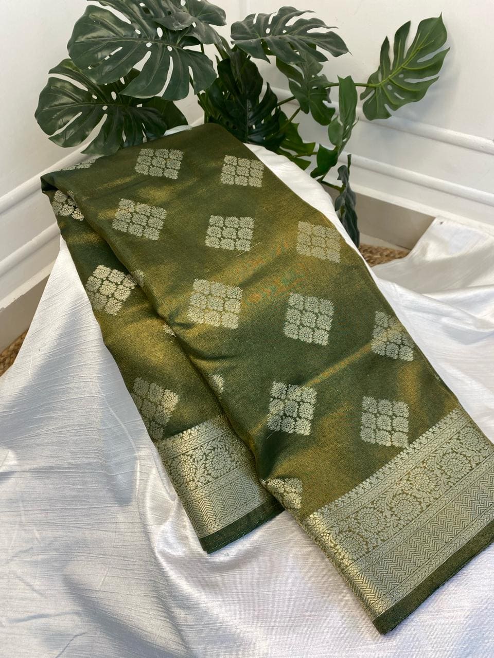 Pastel Green Warm Silk Saree with work blouse combo