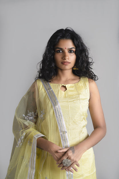 Pale Yellow Stitched Salwar Suit