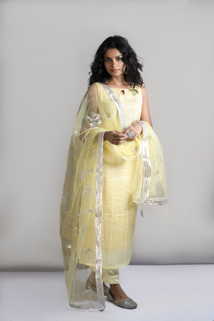 Pale Yellow Stitched Salwar Suit