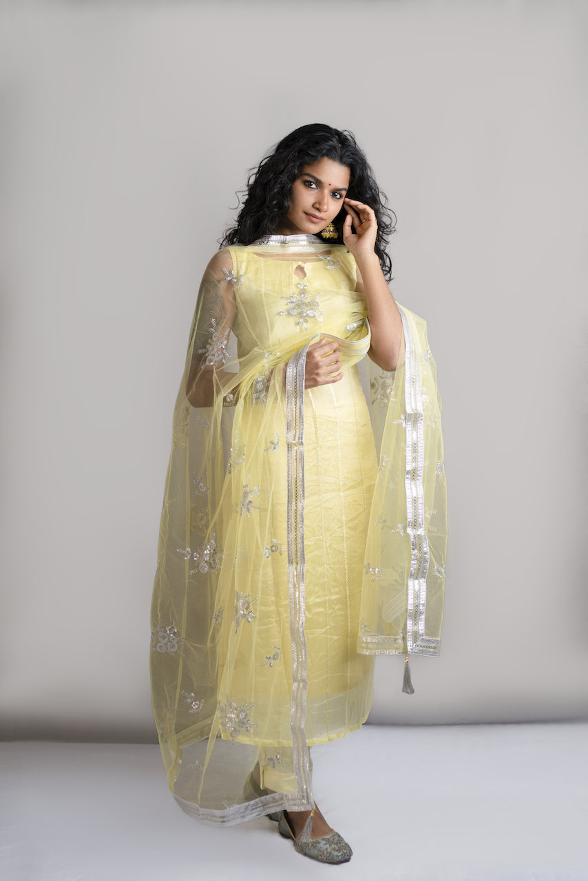 Pale Yellow Stitched Salwar Suit