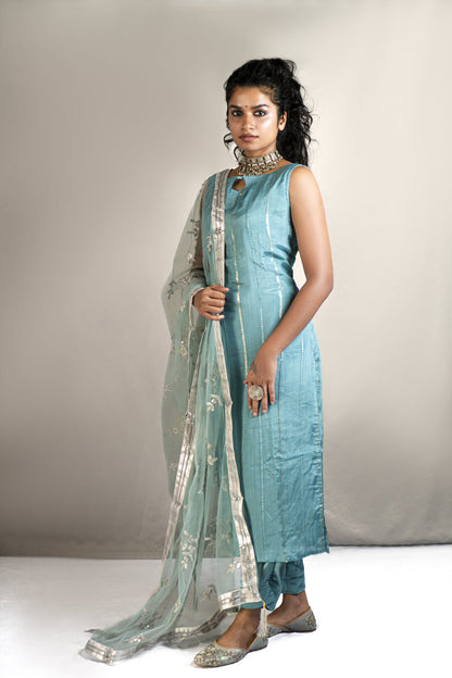 Teal Blue Stitched Salwar Suit