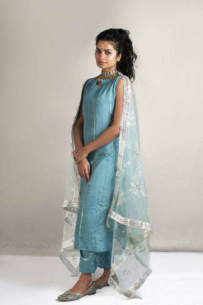 Teal Blue Stitched Salwar Suit