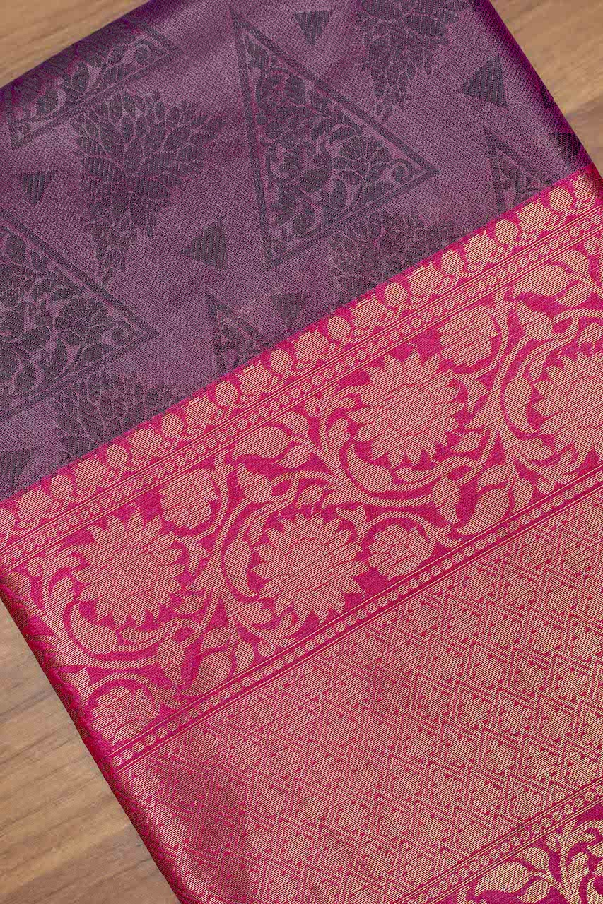 Purple & Pink Big Border Kora Muslin Saree