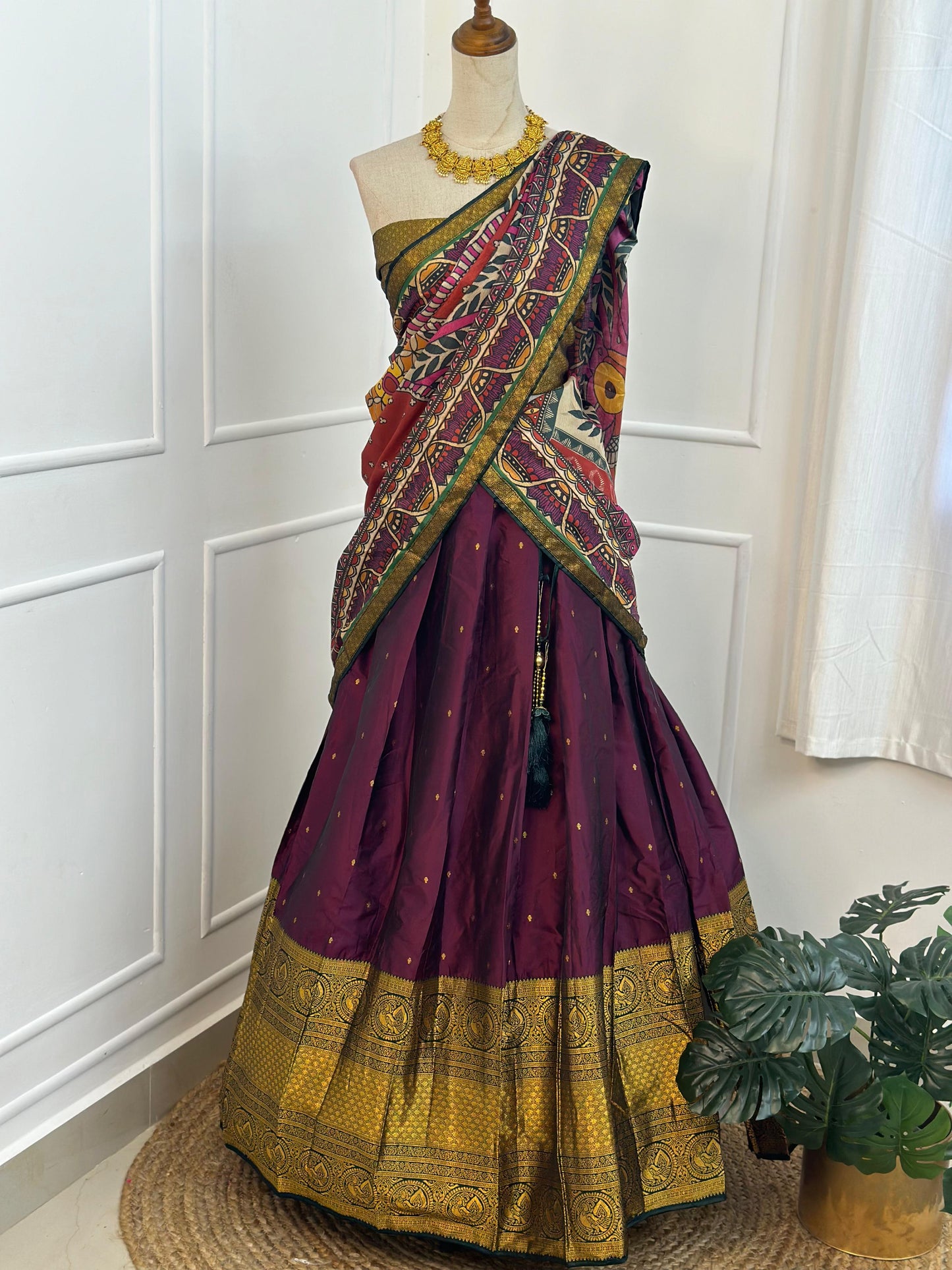 Purple Half Saree Set