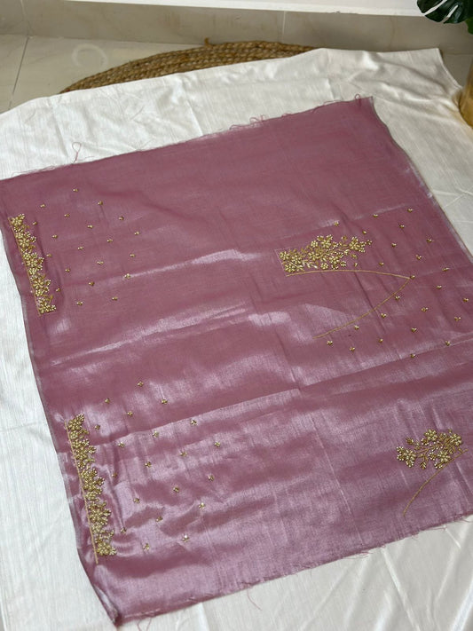 Pink Tissue  Hand Work Blouse