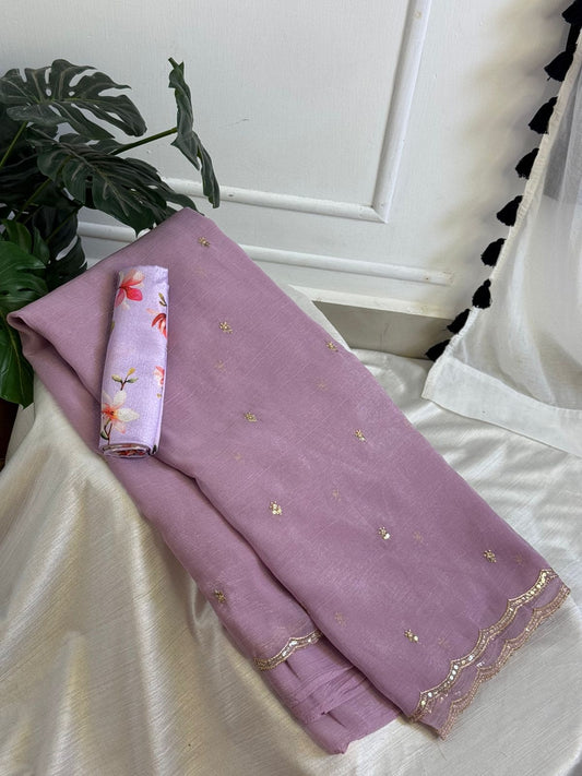 Light Lavender Chiffon Saree