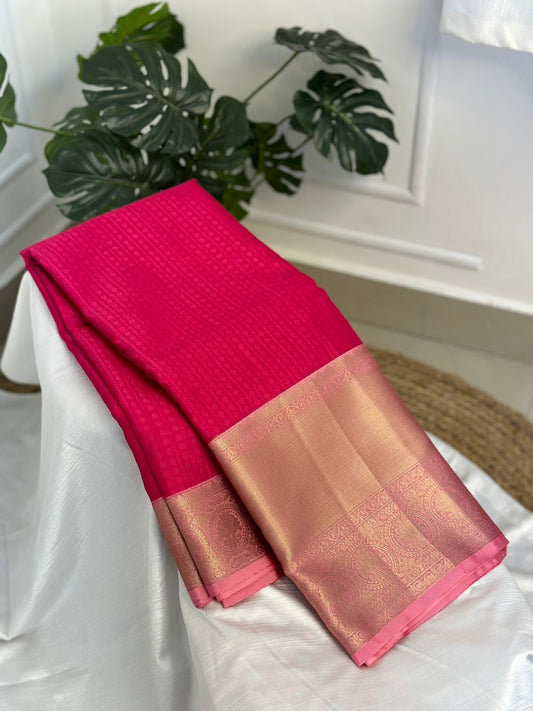 Pink Kora Muslin Saree