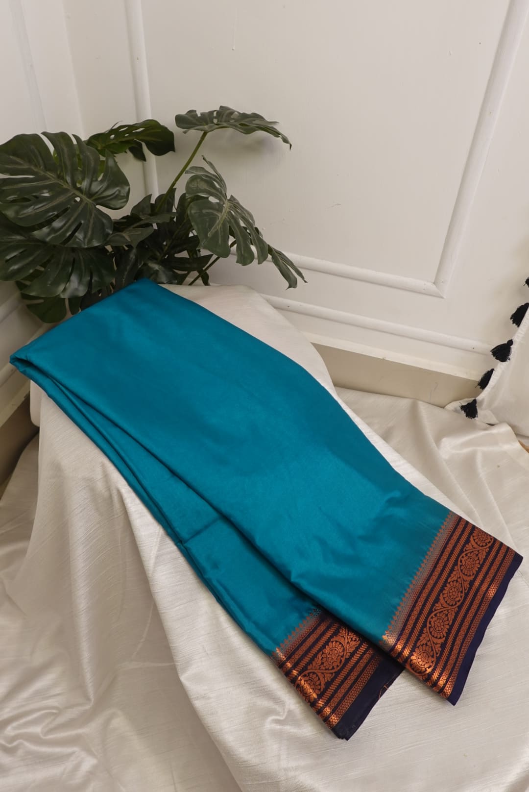 Rama Blue Crepe Silk Saree