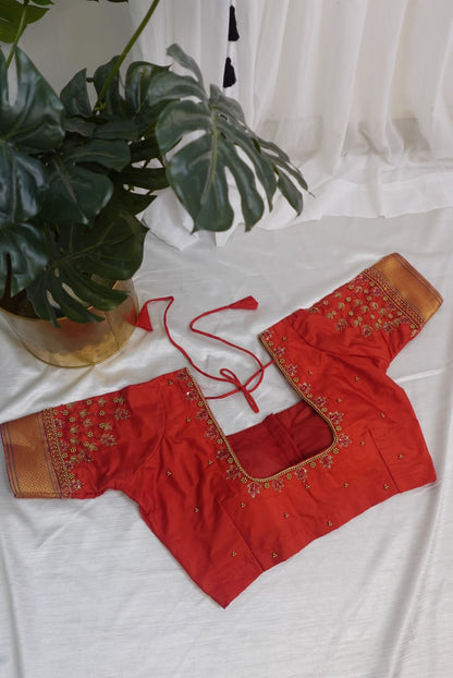 Red Ready to Wear Hand Work Blouse