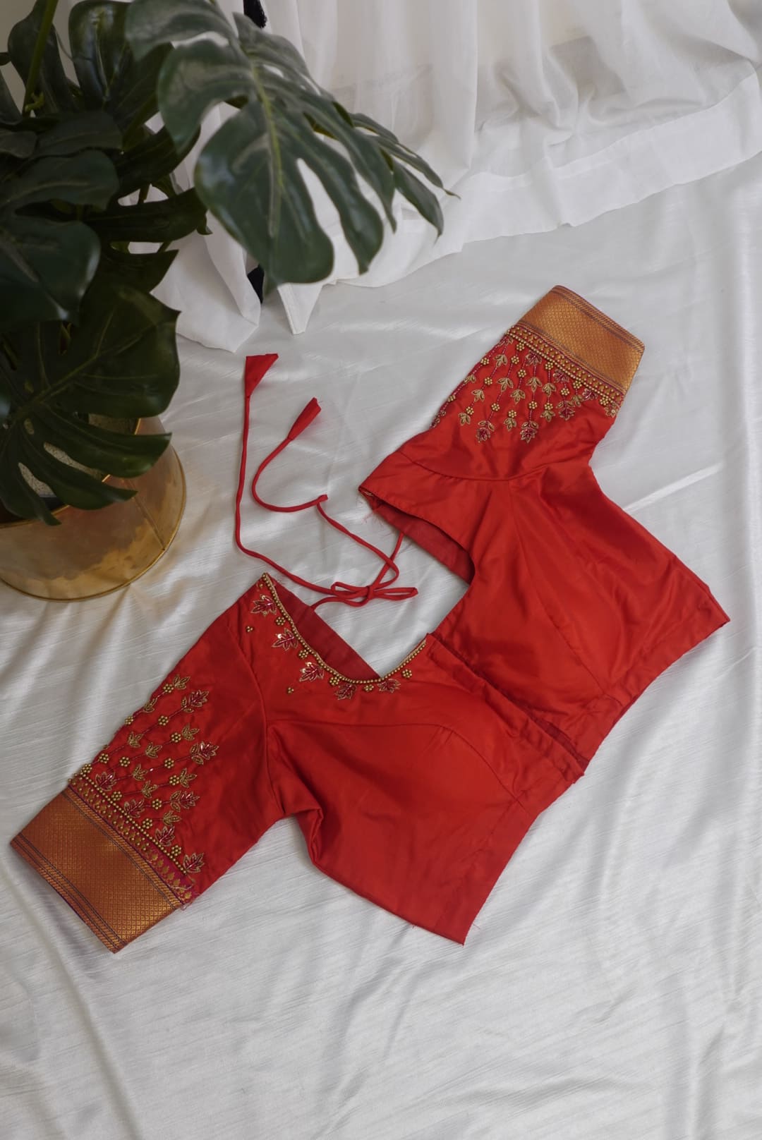 Red Ready to Wear Hand Work Blouse