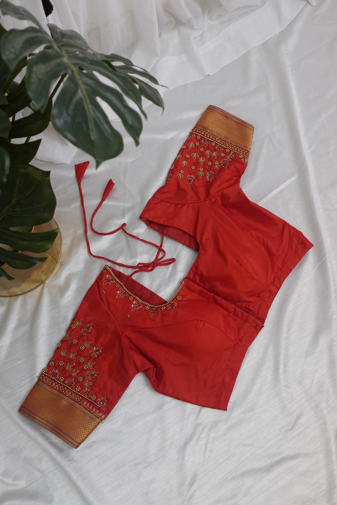 Red Ready to Wear Hand Work Blouse