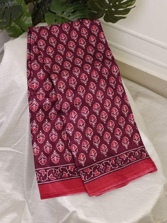 Meroon Makhan Silk Saree