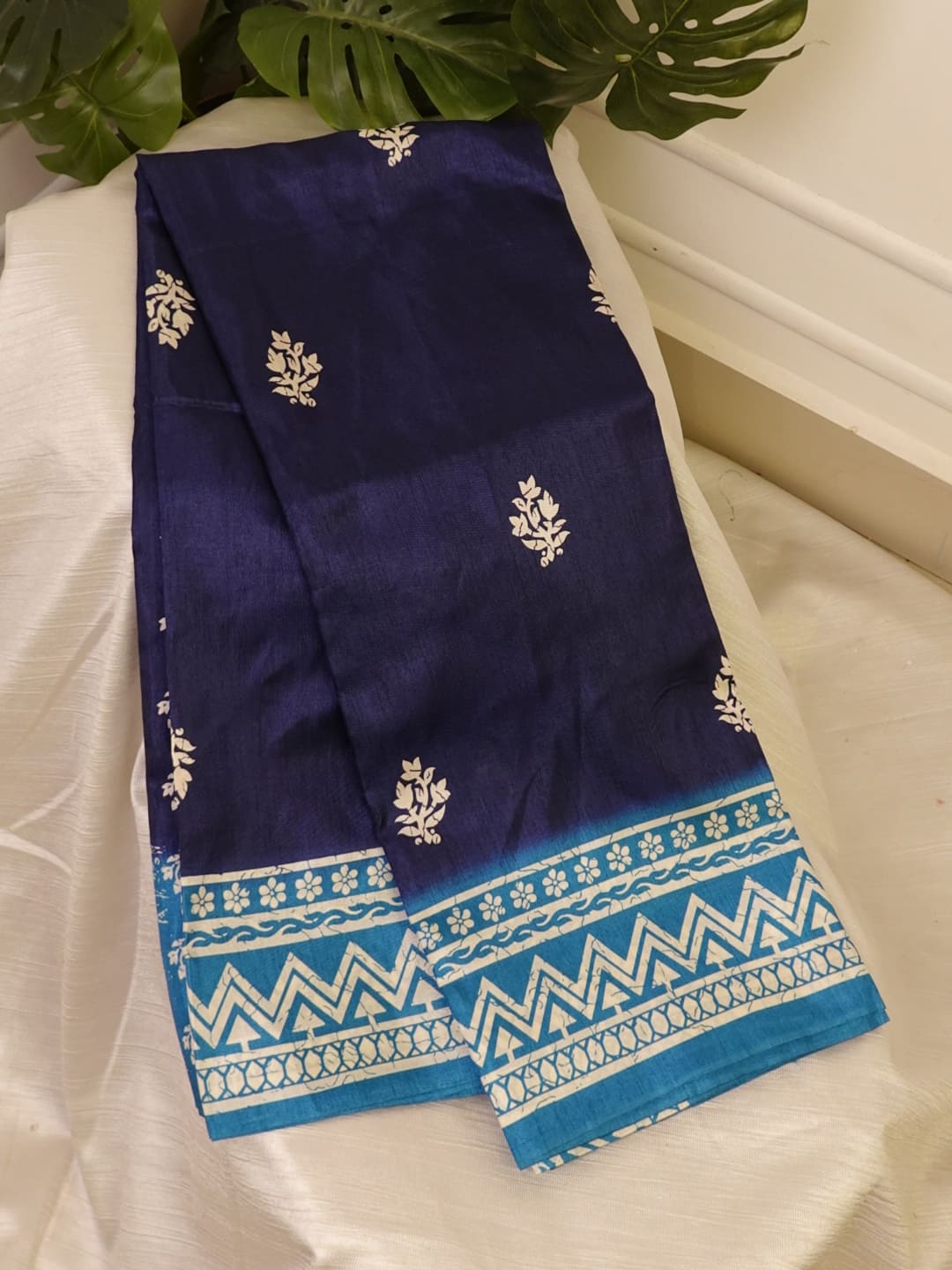 Navi Blue Makhan Silk Saree