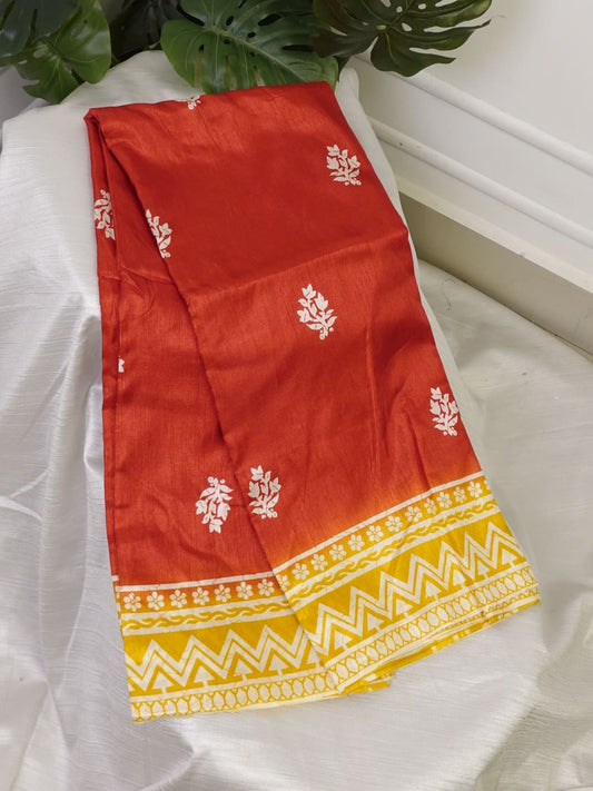 Red Makhan Silk Saree