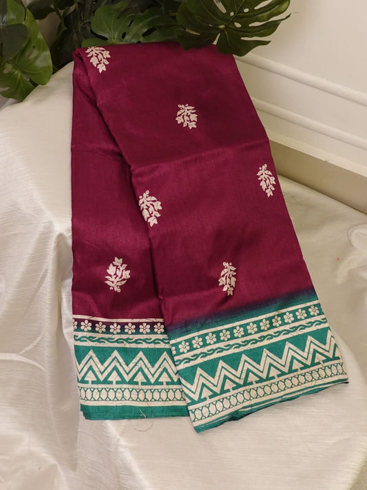 Majenta Pink Makhan Silk Saree