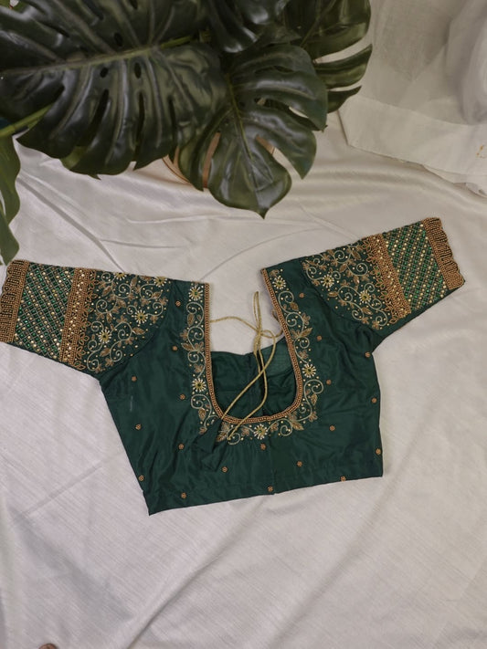 Green Ready to Wear Hand Work Blouse