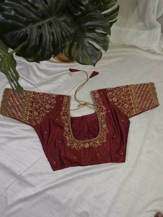 Meroon Ready to Wear Hand Work Blouse