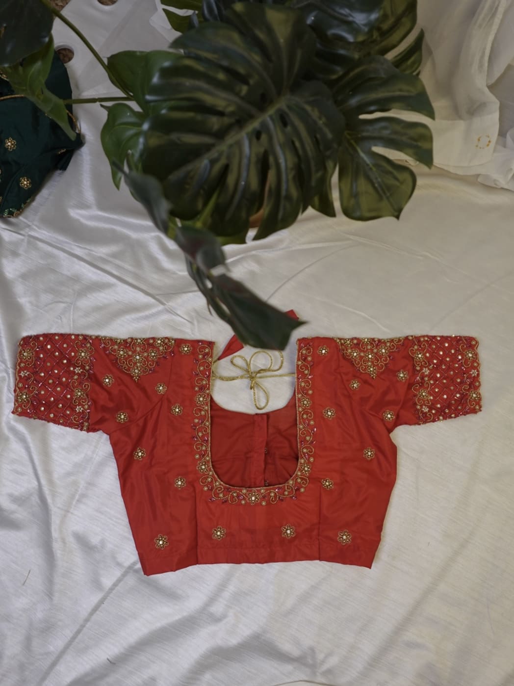 Red Ready to Wear Hand Work Blouse