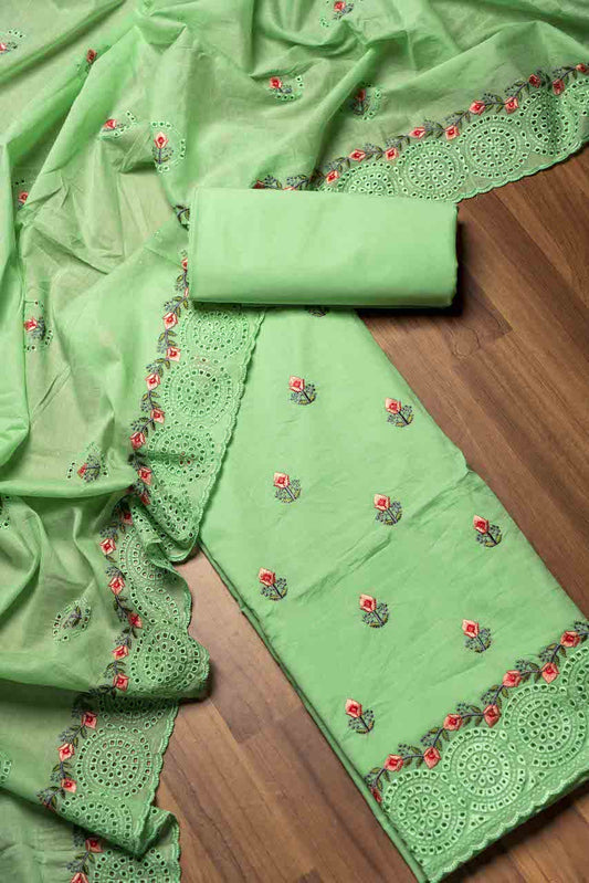 Light Green & Pink Unstitched Salwar Suit