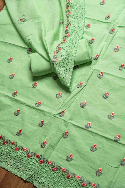 Light Green & Pink Unstitched Salwar Suit