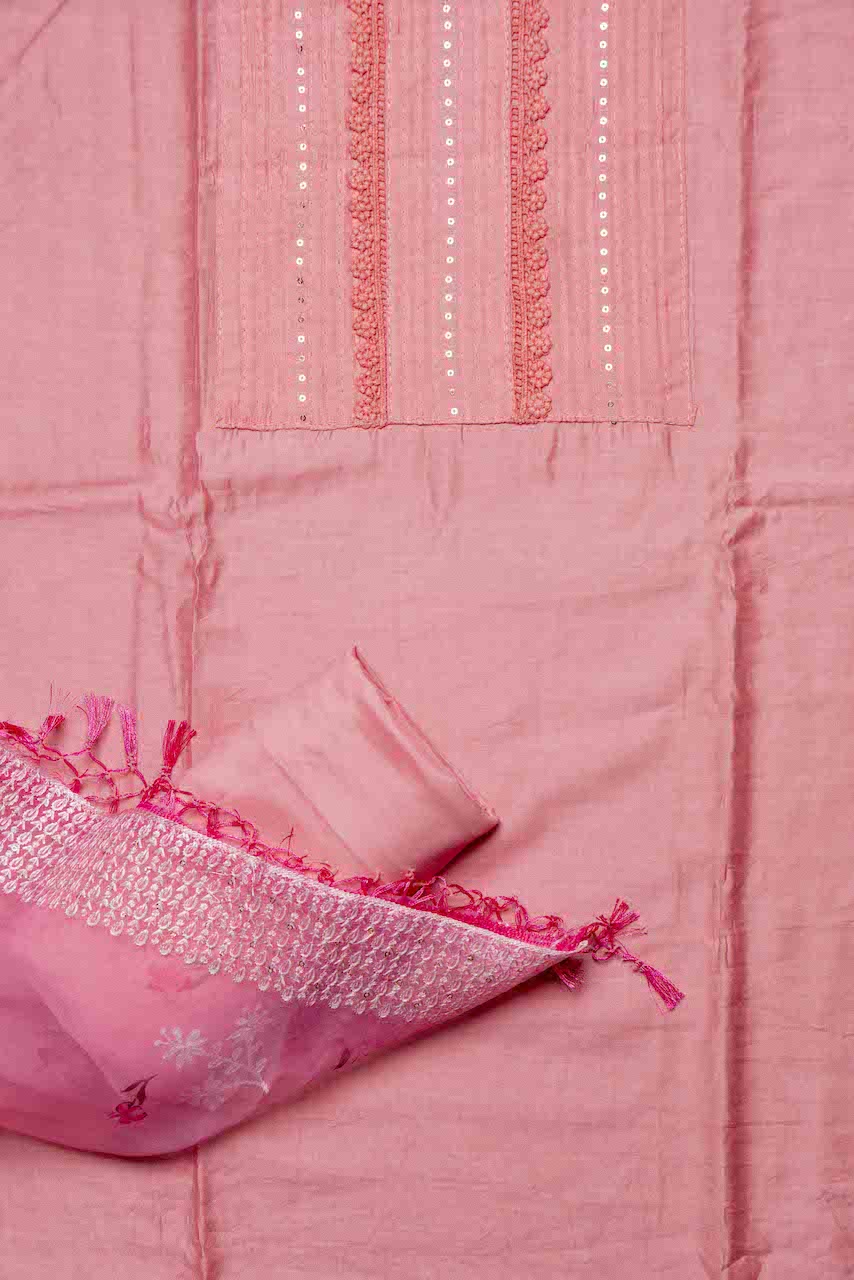 Pink Unstitched Salwar Suit