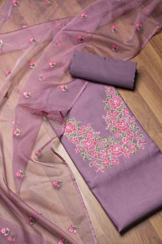 Purple Unstitched Salwar Suit