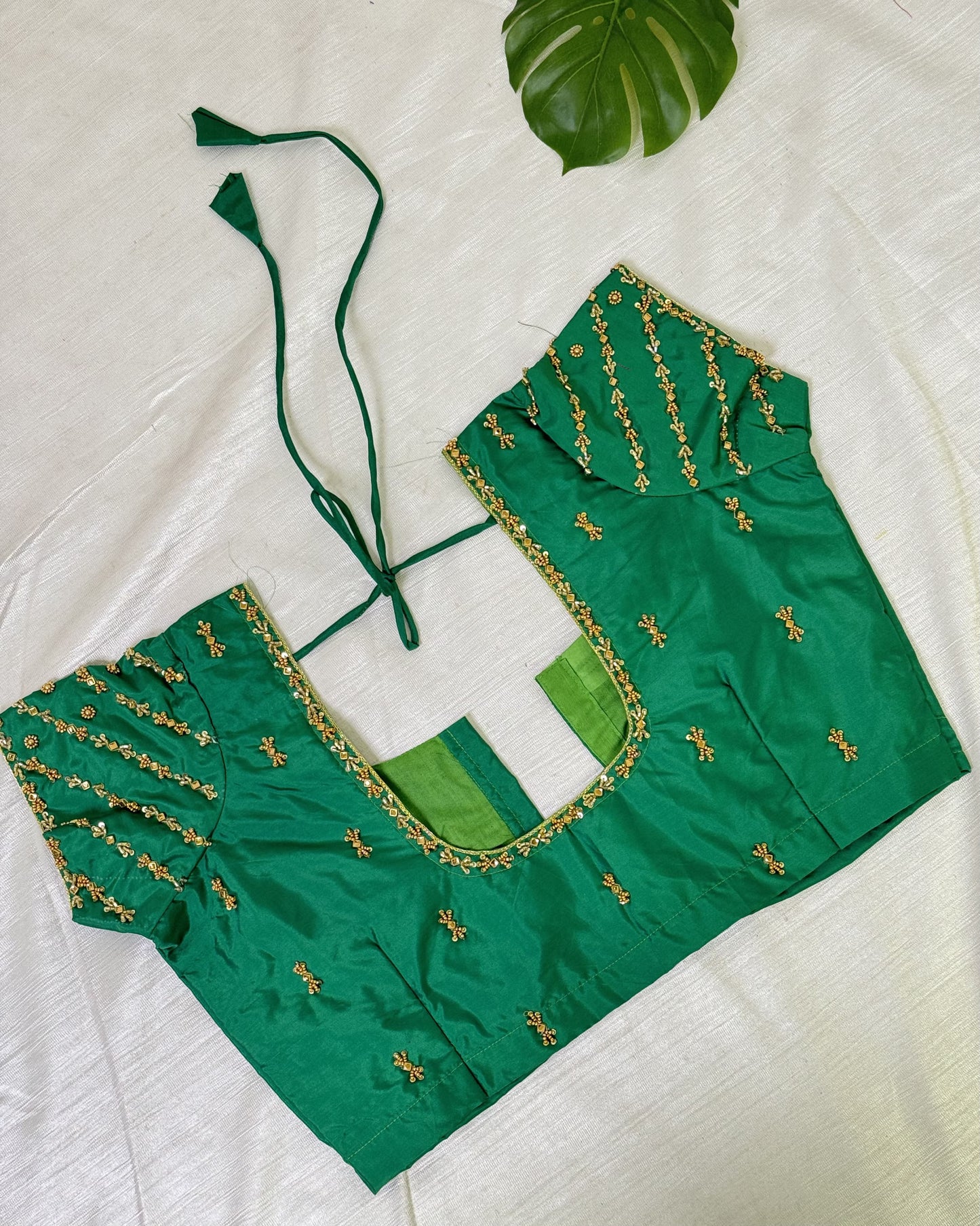 Green Ready to Wear Hand Work Blouse