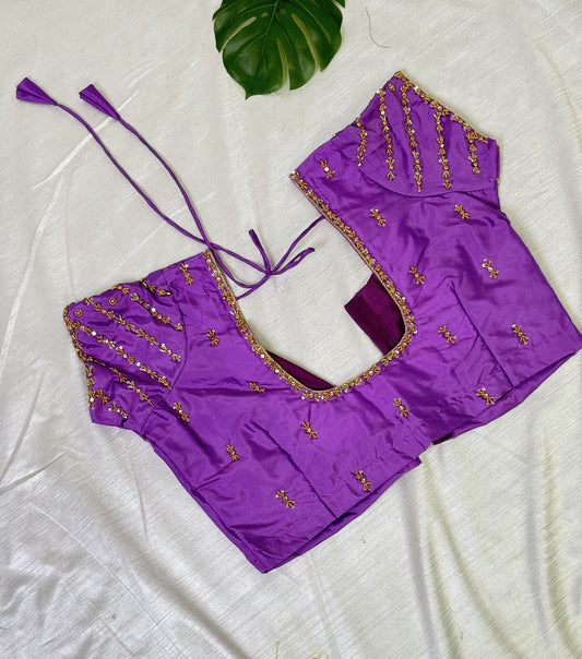 Purple Ready to Wear Hand Work Blouse