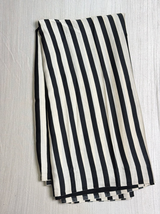 Black with White Striped Semi Modal Silk Saree.