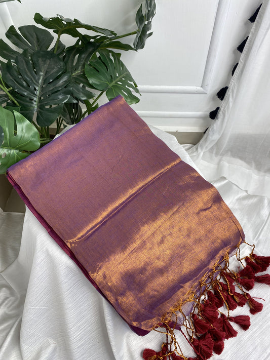 Light Purple Plain Tissue Saree