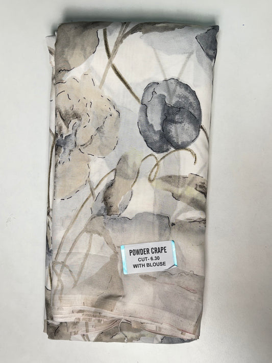 Grey Powder crape Saree