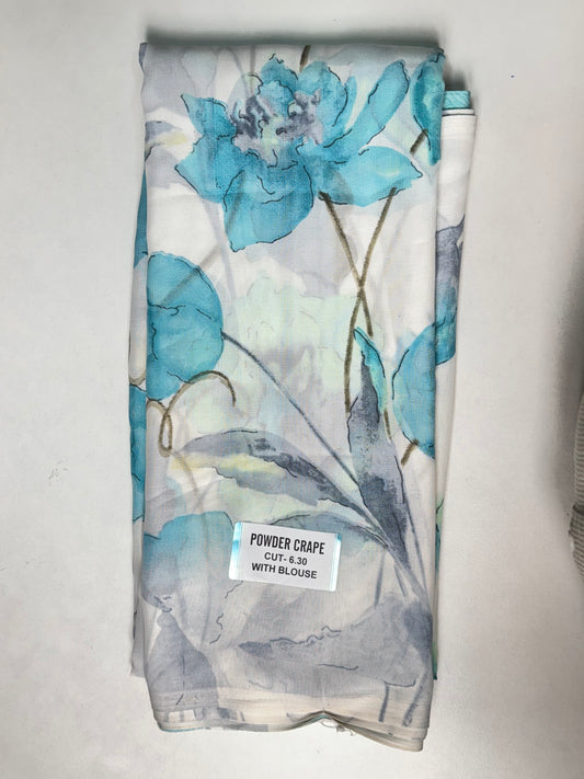 Blue Powder crape Saree