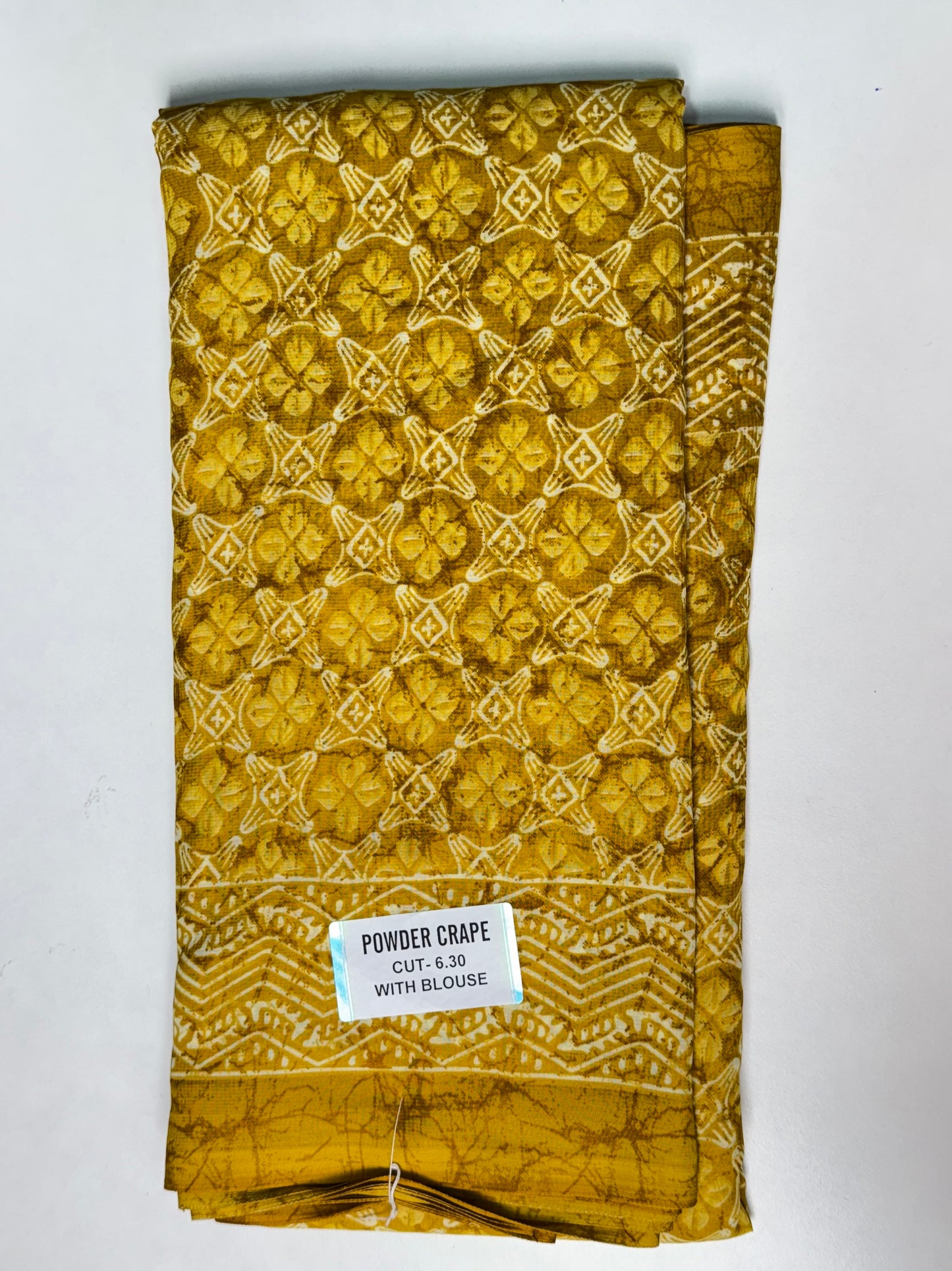 Mustard Yellow Powder crape Saree