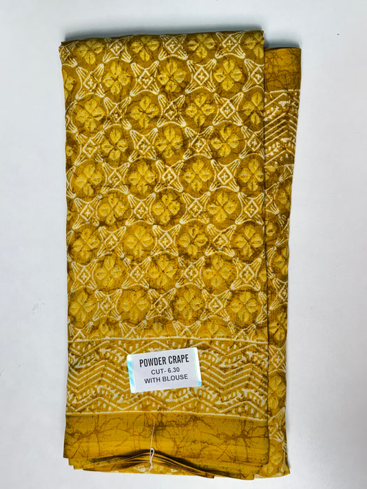 Mustard Yellow Powder crape Saree