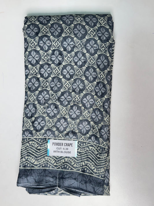 Grey Powder crape Saree