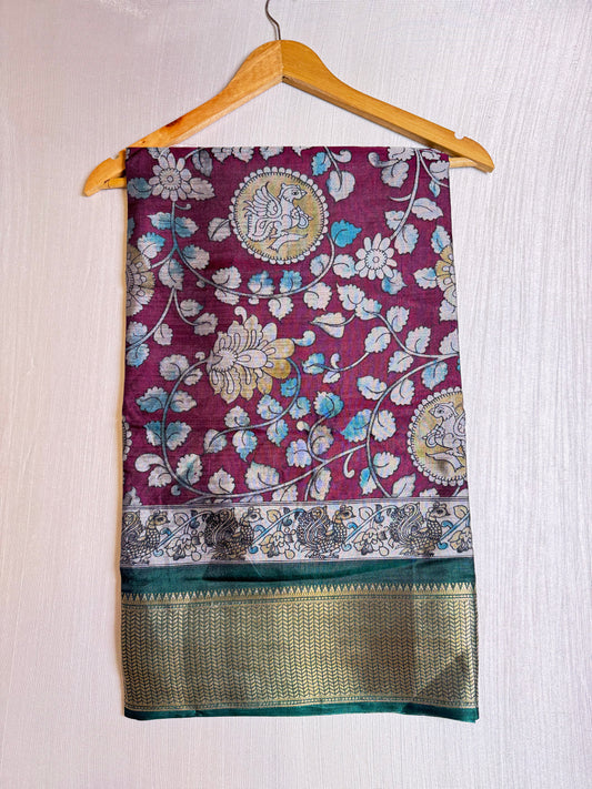 Majentha Kalamkari Fusion Saree.