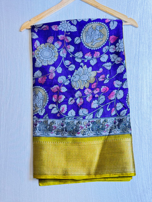 Purple Kalamkari Fusion Saree.