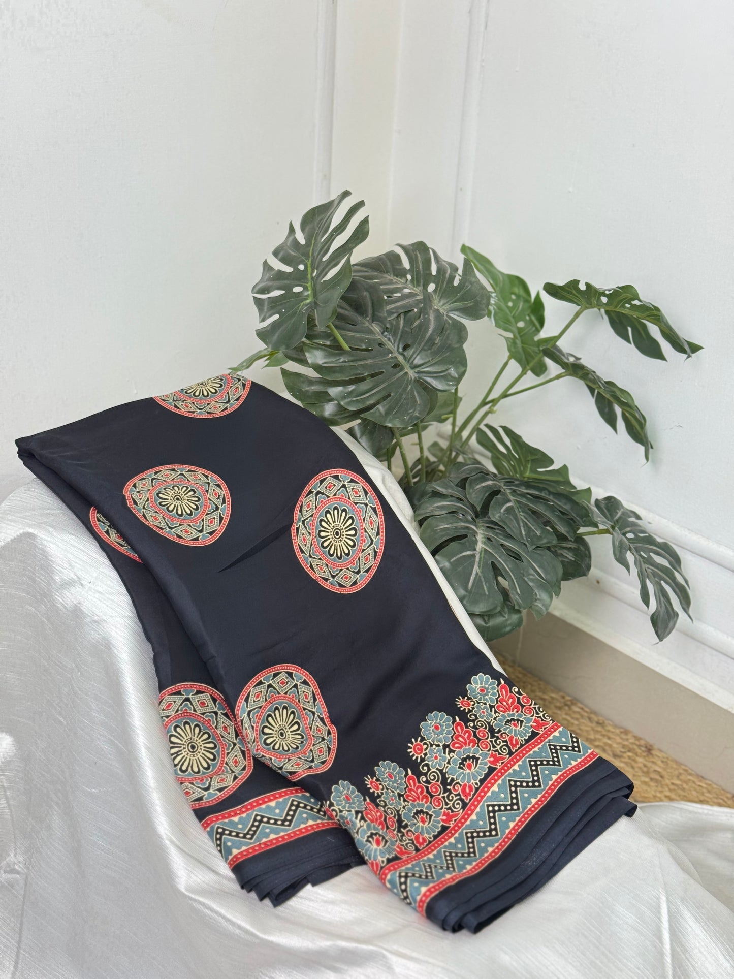 Black Semi Modal Silk Saree.
