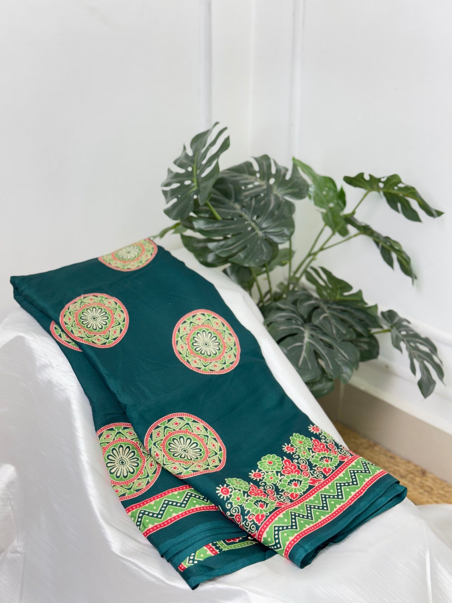 Green Semi Modal Silk Saree.