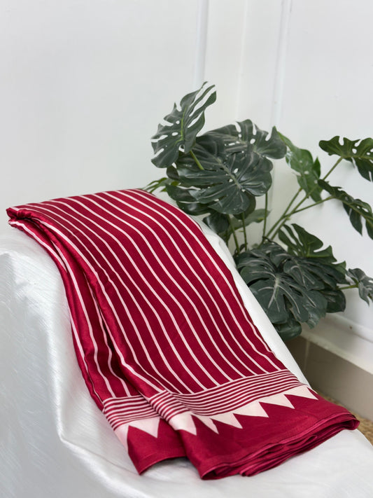 Maroon Semi Modal Silk Saree.