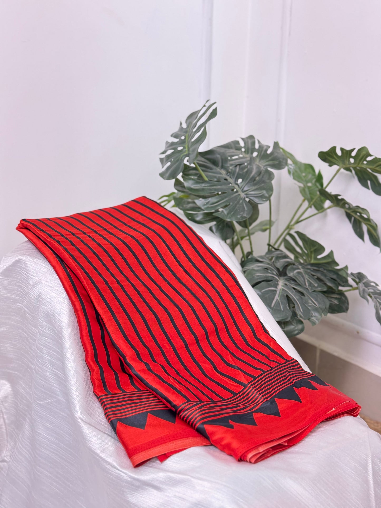 Red  Semi Modal Silk Saree.