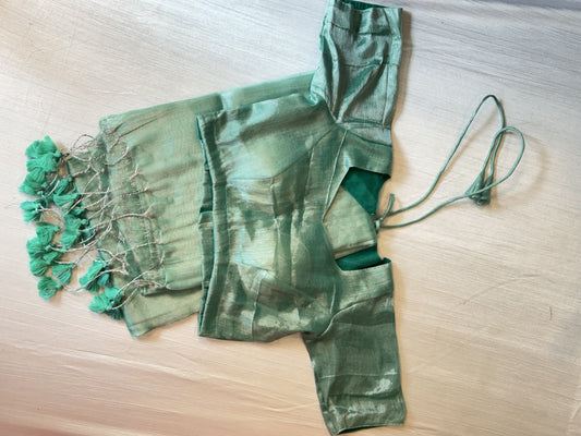 Silver Sea Foam Green Tissue Saree