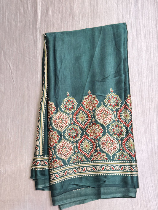Bottle Green Semi Modal Silk Saree.