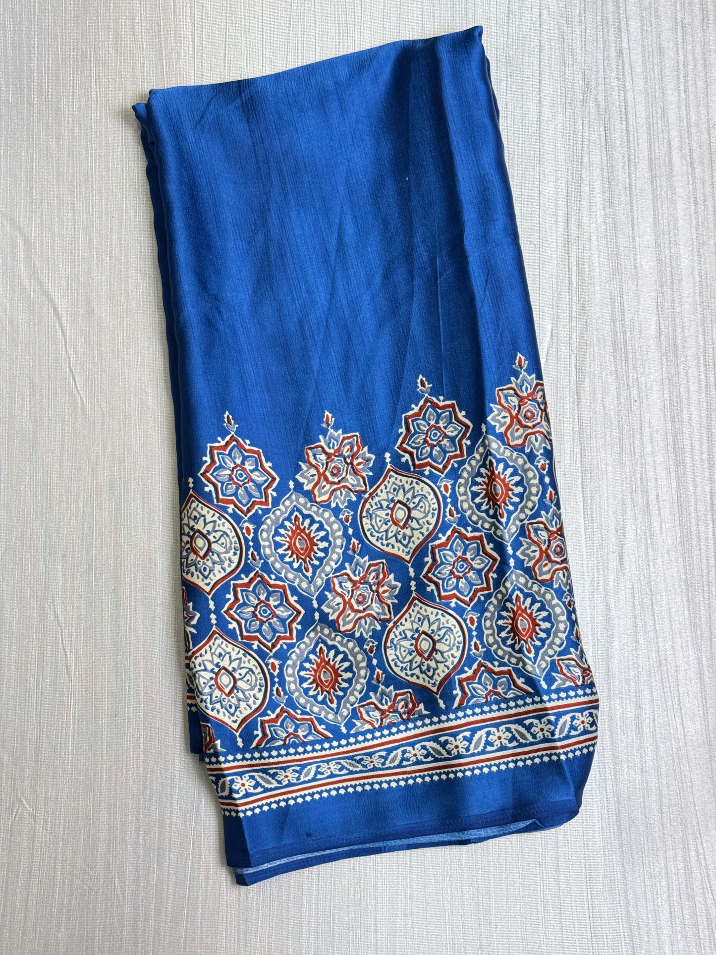 Dark Blue Semi Modal Silk Saree.