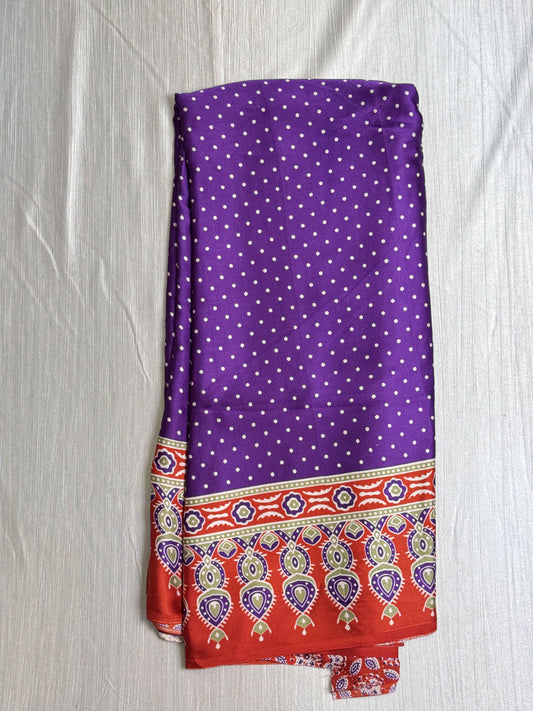 Purple with Red Border Semi Modal Silk Saree.
