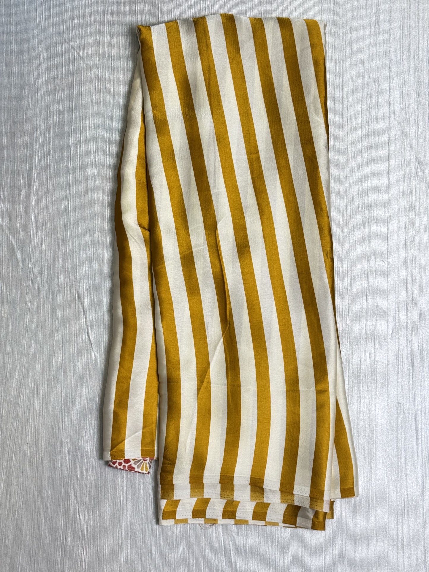 Yellow with White Striped Semi Modal Silk Saree.