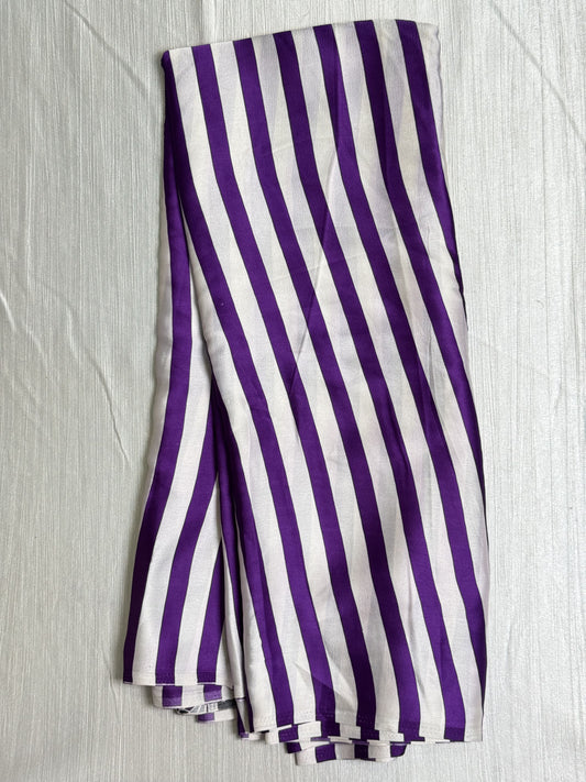 Purple with White Striped Semi Modal Silk Saree.