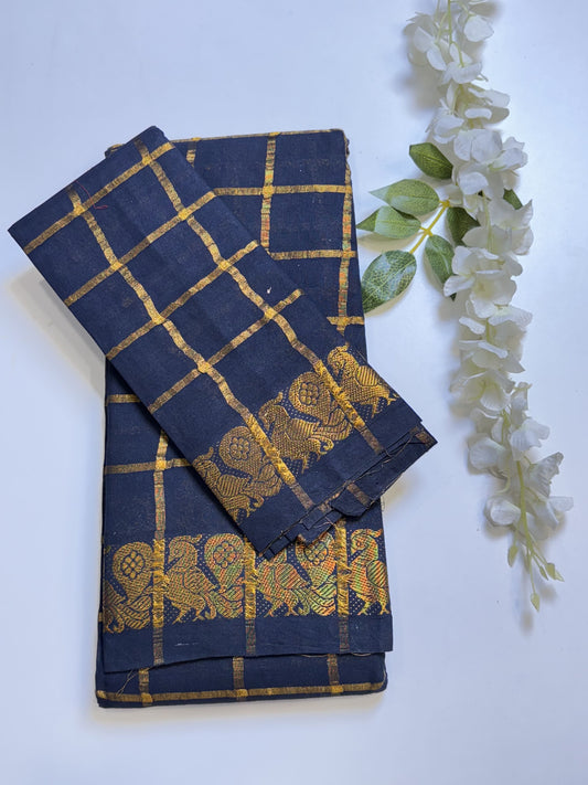 Navy Blue Sungudi Cotton