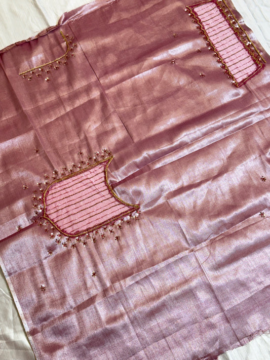 Pink Tissue Hand Work Blouse